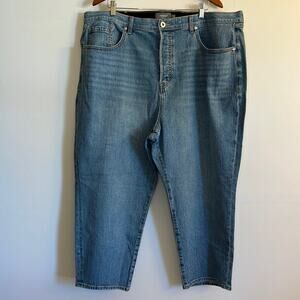 Torrid Mom Jean Size 24S Medium Wash Straight Leg High Rise Gap Proof Waist